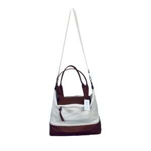 Graf Lantz Canvas Leather Tote Bag Brown White Convertible Shoulder Bag NWT